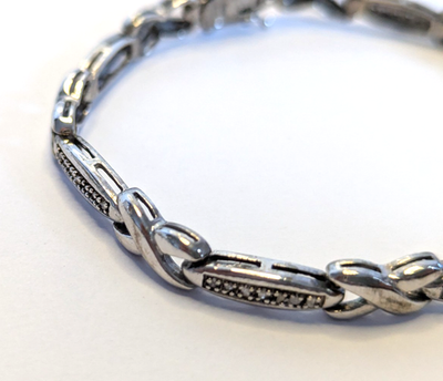 Silver Tennis Bracelet Cubic Zirconia 18.5cm Hallmarked 925 Sterling Stamped