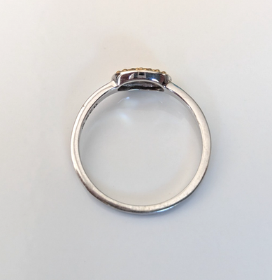 Silver Ring Diamond Yellow Round Cut 925 Stamped Size S 2.7g April Birthstone