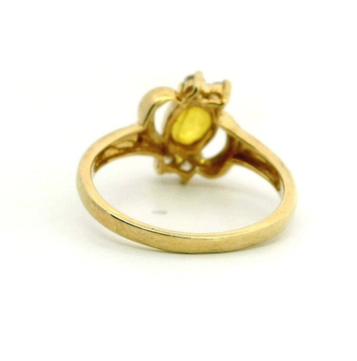 9ct Gold Ring Citrine Diamond Stones Size N 1/2 Hallmarked 375 2.6g