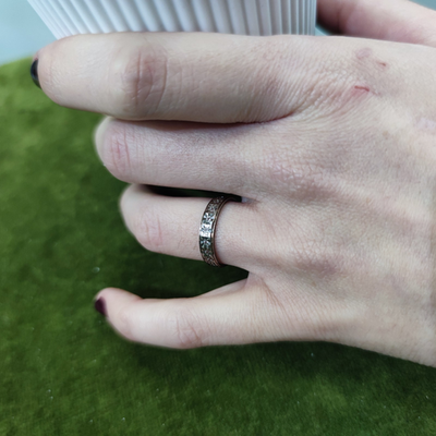 9ct Gold Silver Spinel Ring Size L 1/2 Hallmarked 375 Eternity Stacking
