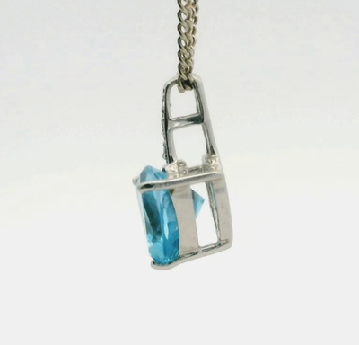9ct White Gold Small Pendant Charm Topaz Diamond Gemstones Hallmarked 1.6g