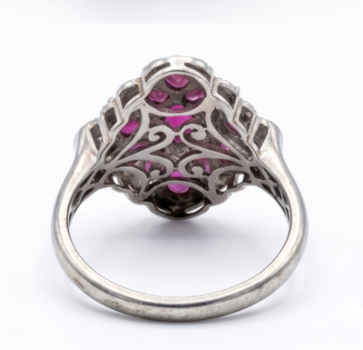 Silver Statement Ring Ruby Cubic Zirconia Stones Size R 925 Stamped 4.4g
