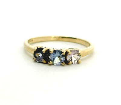 9ct Gold Ring Tanzanite Coloured Gemstones Size N 1/2 Hallmarked Certification