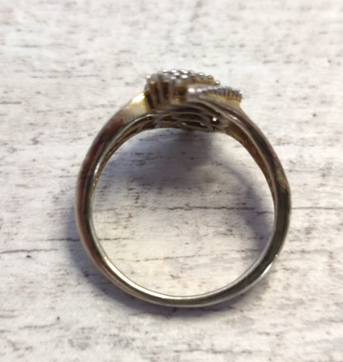 Sterling Silver Diamond Ring Gold Plated Size T 925 Stamped 4.5g