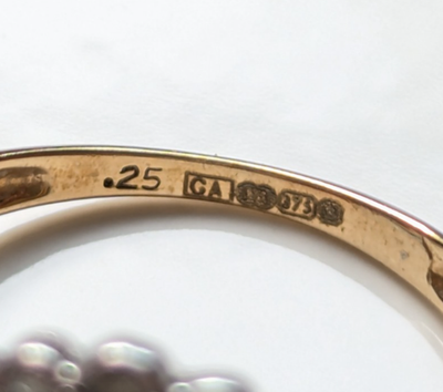 9ct Gold Ring Diamond 0.25ct Hallmarked Size O 2.5g