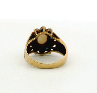 9ct Gold Ring Opal Sapphire Hallmark Size L