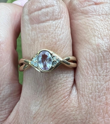 9ct Gold Ring Sapphire Diamond Stones Size N 1/2 375 Stamped 2g Crossover Band