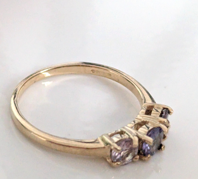 9ct Gold Ring Tanzanite Coloured Gemstones Size N 1/2 Hallmarked Certification