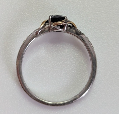 Gold Silver Sapphire Diamond Ring Hallmarked Size J Gold Setting 1.4g