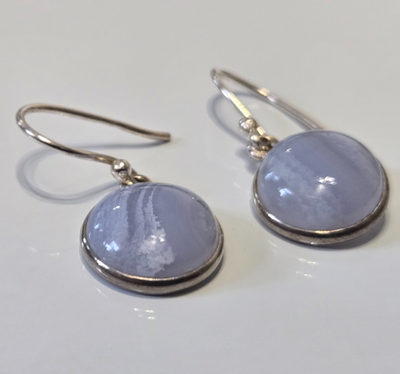 925 Sterling Silver Agate Drop Earrings Hallmarked Cert Wire Hook Boho Sept 2.4g