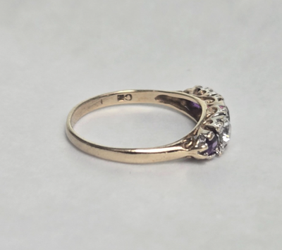 9ct Gold Amethyst CZ Ring L 1/2 Hallmarked 375 5 Half Eternity Feb