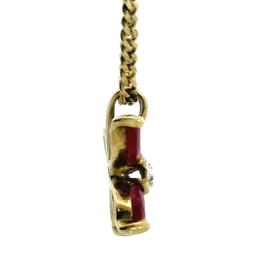 9ct Yellow Gold Star Floral Pendant Ruby Diamond Stones UK Hallmarked 0.5g