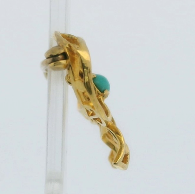 9ct Yellow Gold Bow Brooch Turquoise Stone Gold Stamped Hallmarked