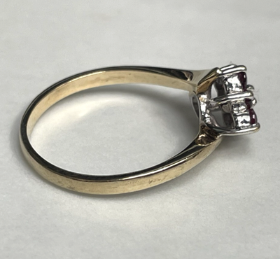 9ct Gold Ring Ruby and Diamond Cluster Hallmark Size N 2.1g