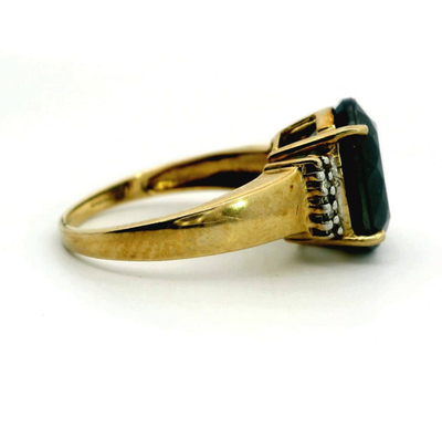9ct Gold Ring Quartz Diamond Gemstones Size O Hallmarked 375 Cocktail 3.2g