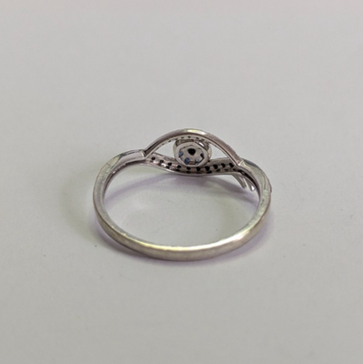 9ct White Gold Ring Sapphire Diamond Hallmarked Size R 1.6g