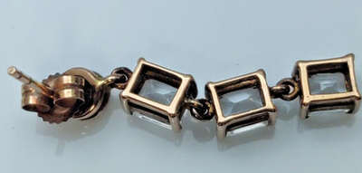 Vintage 9ct Rose Gold White Topaz Diamond Dangle Drop Earrings 29mm Hallmarked