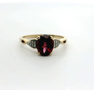 9ct Gold Ring Garnet Zircon Stones Size S Hallmarked 375 Certification 2.6g