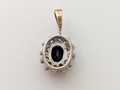 9ct Yellow Gold Oval Pendant Charm Sapphire and CZ Stones Hallmarked Small Size