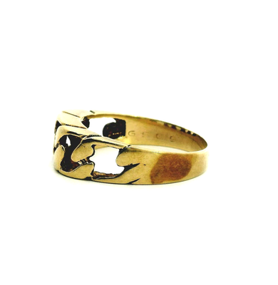 9ct Yellow Gold Ring Cuban Chain Solid Band UK Hallmark Size S 1/2 3.9g