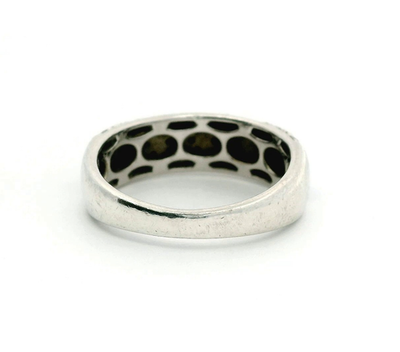 Silver Diamond Pavé Ring Size P 925 Stamped Wide Cluster Setting 4g