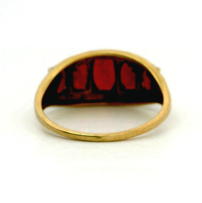 9ct Gold Oversized Ring Garnet Diamond Cluster Stones Size Q 1/2 Hallmarked 2.3g