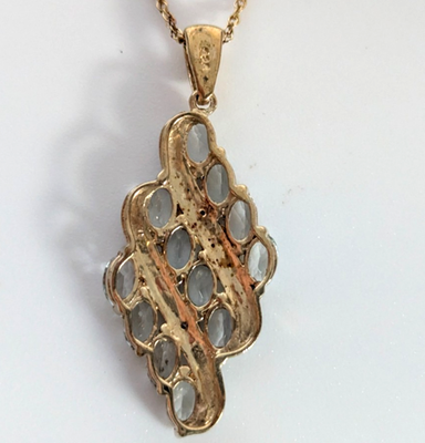 Silver Necklace Aquamarine Stones Gold Plated 48cm Long 4.6g 925 Stamped