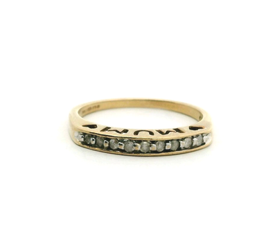 9ct Gold MUM Ring Diamond 0.10ct Gemstones Size N Hallmarked Round Cut Stones