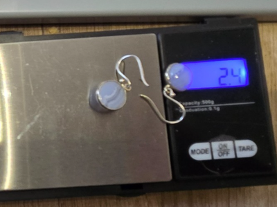 925 Sterling Silver Agate Drop Earrings Hallmarked Cert Wire Hook Boho Sept 2.4g