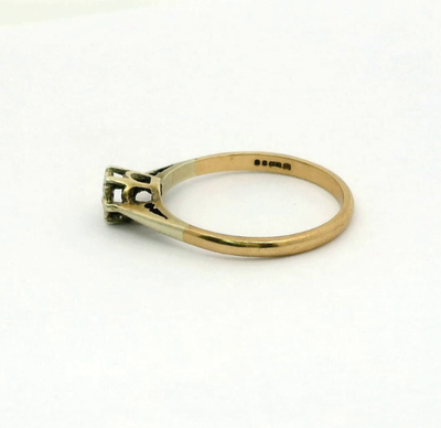 9ct Gold Ring Diamond Single White Gold Hallmark Size O