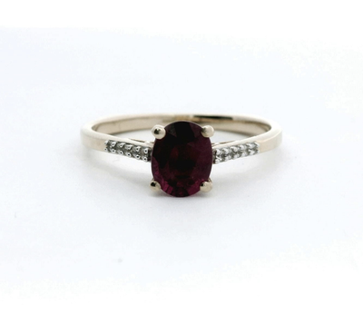 9ct Gold Ring Tourmaline Diamond Stones Size S Hallmark October Birthstone 2.4g