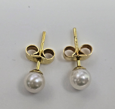 9ct Gold Stud Earrings Pearl Stones Hallmarked 375 Solitaire June Bridal Pair