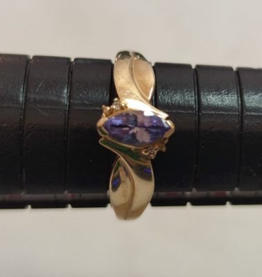 9ct Gold Ring Tanzanite Diamond Hallmark O 1/2