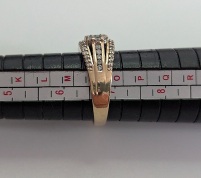 Diamond 9ct Yellow Gold Ring Wide Band Cluster Hallmarked Setting Size N 4.5g