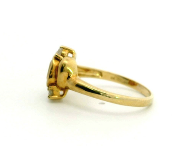 9ct Gold Ring Citrine Diamond Stones Size N 1/2 Hallmarked 375 2.6g