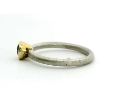 Vintage Gold Silver Ring Garnet Gemstone 18ct Yellow Gold Setting Size N 2.8g