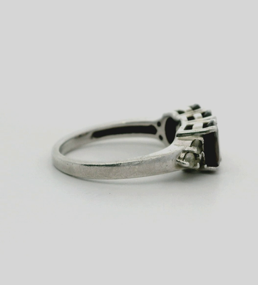 Silver Ring Zircon Stones 925 Stamped Size N Certification Prong Setting