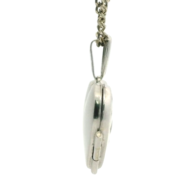 9ct White Gold Heart Locket Pendant Chequered Pattern Textured Keepsake 1.5g