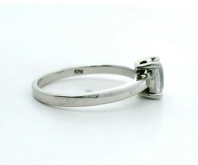 Silver Engagement Ring Cubic Zirconia Stone Size N 1/2 925 Stamped 2.4g