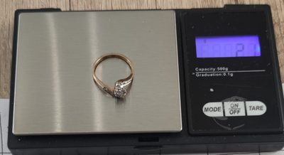 9ct Gold Diamond Ring Crossover Band Size N Hallmark 375 April Birthstone 2.1g