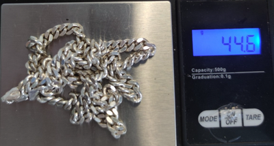 Silver Chain Cuban Link Necklace 58cm Long 925 Stamped Weight 44g