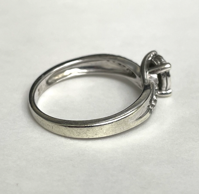 9ct White Gold Ring Diamond 0.20ct Stones Solid Band Hallmark Ring Size O