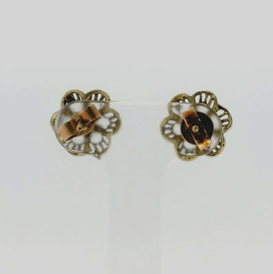 9ct Gold Stud Earrings Garnet Red Stones Hallmarked 1.8g Butterfly Backs