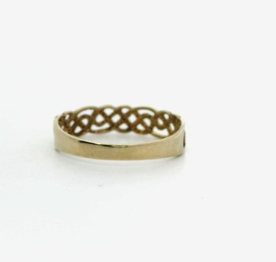 9ct Yellow Gold Celtic Knot Ring Size O UK Hallmarked Openwork Band 2.8g