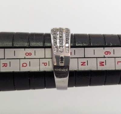 9ct White Gold Cubic Zirconia Wide Hallmarked Ring Size O 2.6g