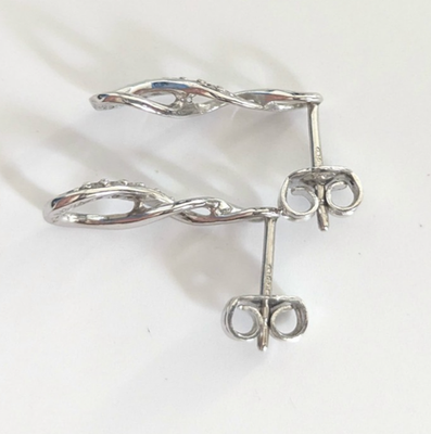 9ct White Gold Infinity Dangle Drop Diamond Gemstones Earrings 375 DIA Stamped