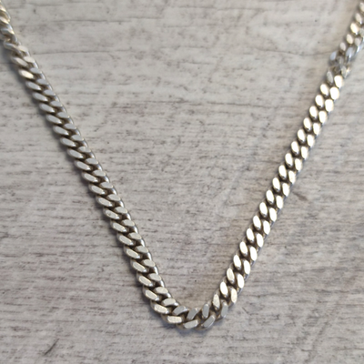 Silver Chain Cuban Link Necklace 58cm Long 925 Stamped Weight 44g