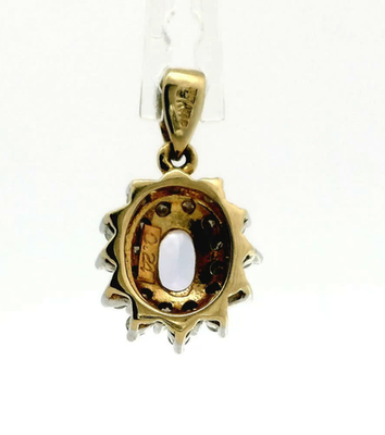 9ct Gold Oval Pendant Tanzanite Diamond 0.24ct Stones UK Hallmarked 1.7g
