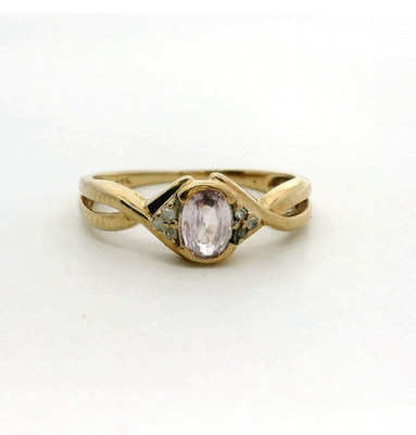 9ct Gold Ring Sapphire Diamond Stones Size N 1/2 375 Stamped 2g Crossover Band