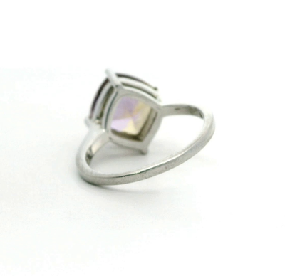 Silver Ring Purple Amethyst Stone Size N 925 Sterling Stamped 3.8g Prong Setting